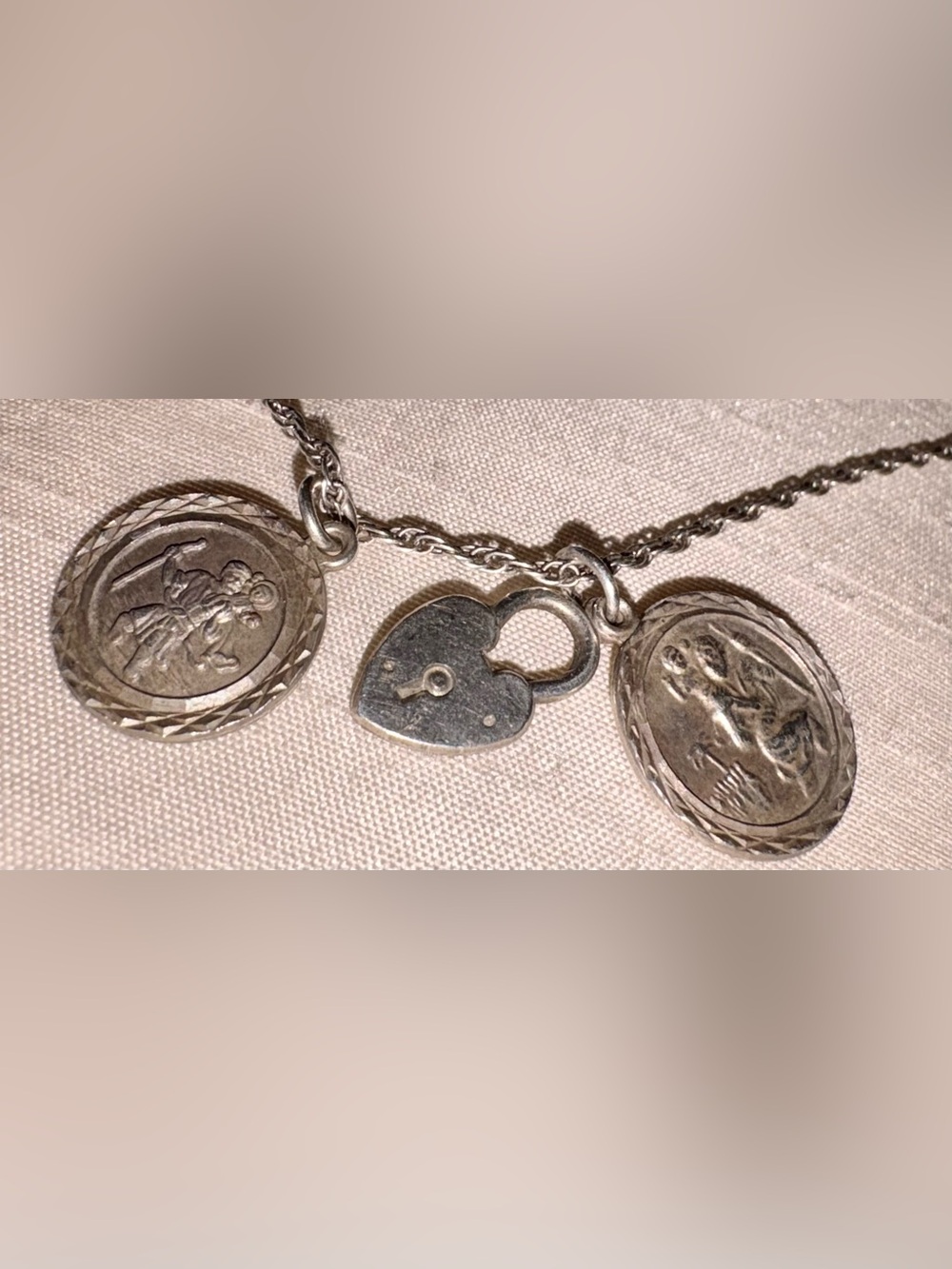 Sterling Silver Travelers' Safe Passage Charm Necklace with British Hallmarks
